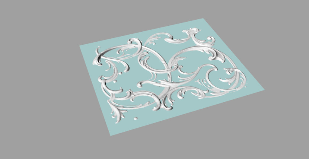 The digitally restored ceiling tile ready for CNC prototyping.